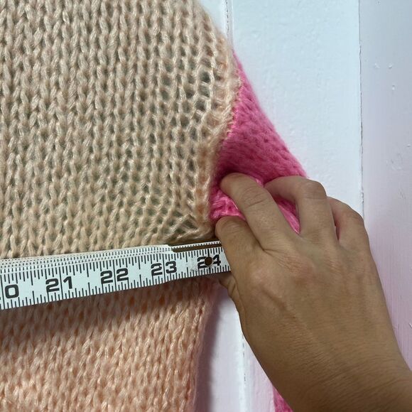 NWT AnnieWear Los Angeles Color Block Rainbow and Peach open knit sweater size M - Picture 7 of 7